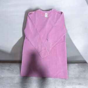 Member's Mark Women's Solid Pink Knit Short Dress Crew Neck Long Sleeve M